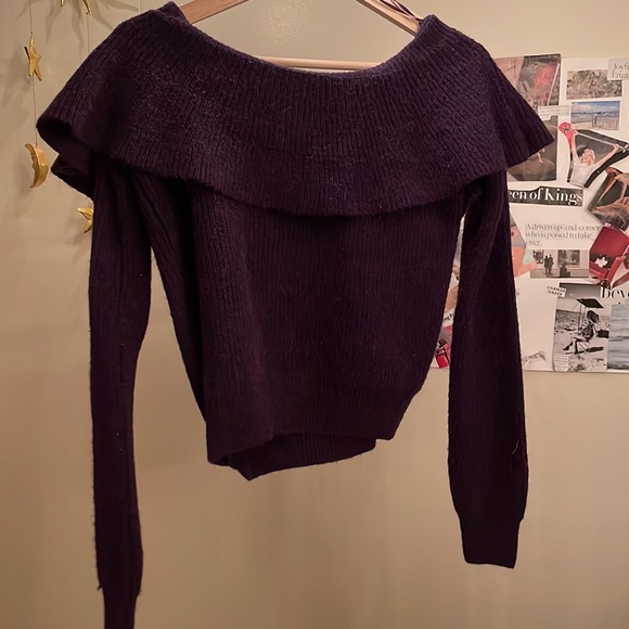 Urban Outfitters Kimchi Blue Purple Off-the-Shoulder Sweater - Picture 6 of 6